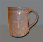 POTTERY CUP BENEDICTINE CROSS ELM GLAZE
