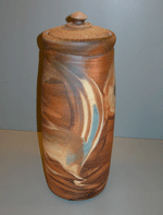 POTTERY CANISTER LANDSCAPE WITH LID