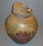 POTTERY LARGE LIDDED JAR