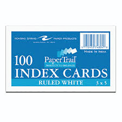 Index Cards 3X5 Ruled (SKU 1082312593)