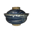 Pottery Bowl With Lid - Iris Blue