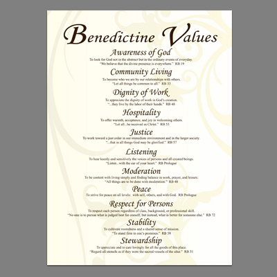 Benedictine Values Print - 5X7 With Details
