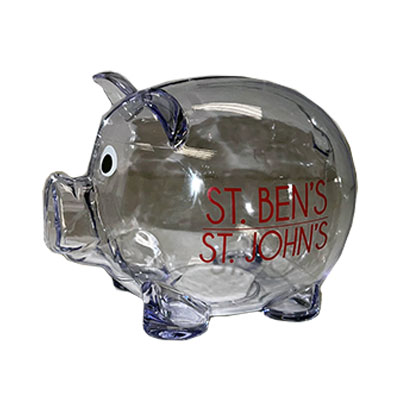 C.S.B. + S.J.U. Clear Piggy Bank