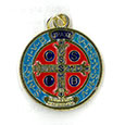 ST. BENEDICT MEDAL - GOLD WITH RED AND BLUE